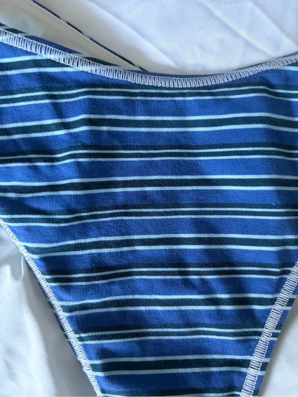 Frankie's Bikinis Blue and White Striped Bikini Bottom